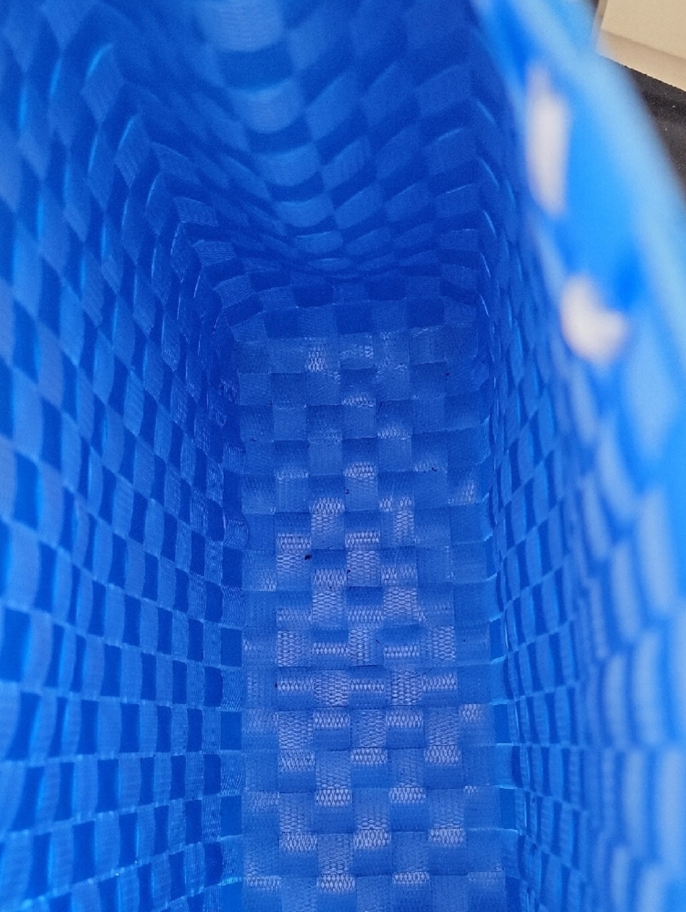 Woven Blue and White Tote Bag with Rope Handles - Picture 3 of 4
